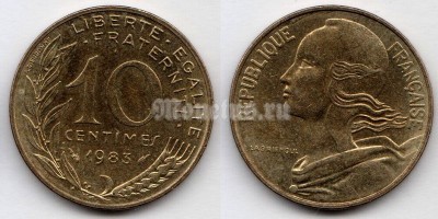 монета Франция 10 сантимов 1983 год