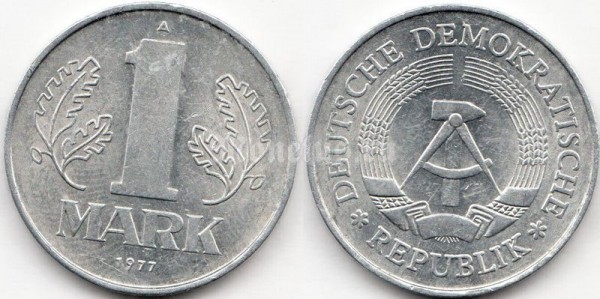 монета ГДР 1 марка 1977 год