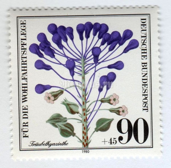 марка ФРГ 90+45 пфенниг "Grape hyacinth" 1980 год