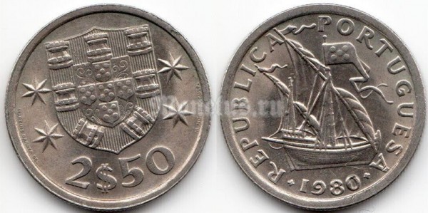 монета Португалия 2.5 эскудо 1980 год