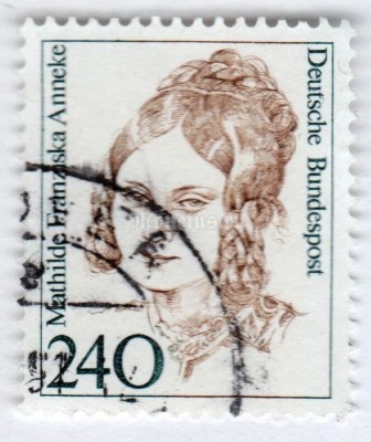 марка ФРГ 240 пфенниг "Mathilde Franziska Anneke (1817-1884), feminist" 1988 год Гашение