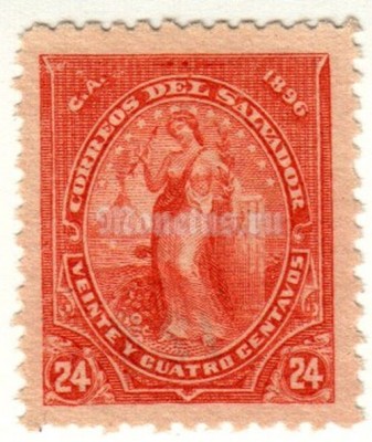 марка Сальвадор 24 сентаво "Свобода" 1896 год