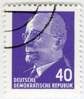 марка ГДР 40 пфенниг "Ulbricht, Walter" 1961 год Гашение