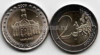 2 евро 2009 год Германия. Серия Федеральные земли, Saarland