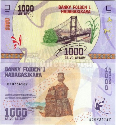 банкнота Мадагаскар 1000 ариари 2017 год