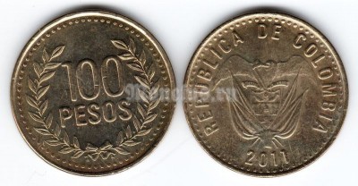 монета Колумбия 100 песо 2011 год