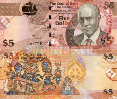 банкнота Багамские острова 5 долларов 2007 год
