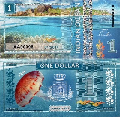 бона Индийский океан 1 доллар 2017 год Медуза