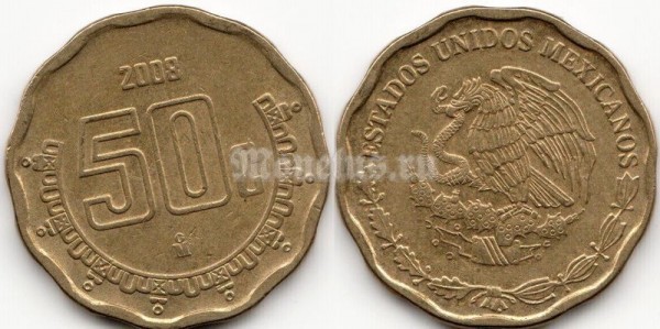 монета Мексика 50 сентаво 2008 год