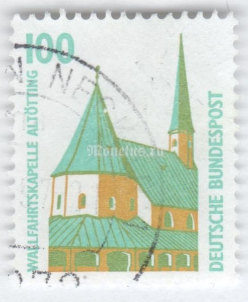 марка ФРГ 100 пфенниг "Pilgrimage Chapel, Altötting" 1989 год Гашение