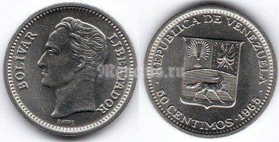 монета Венесуэла 50 сентимо 1965 год