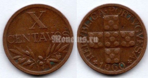 монета Португалия 10 сентаво 1960 год