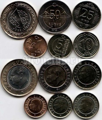 Турция набор из 6-ти монет 2012 - 2015 год