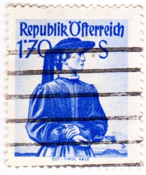 марка Австрия 1,70 Австрийский шиллинг "Восточный Тироль" 1950 год