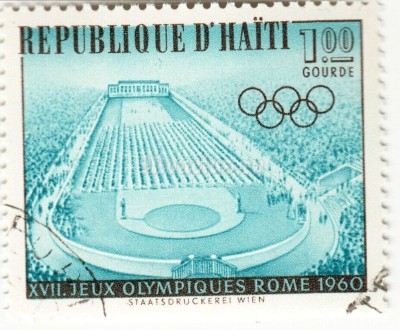 марка Гаити 1 гурд "Стадион в Афинах, 1896 г." 1960 год