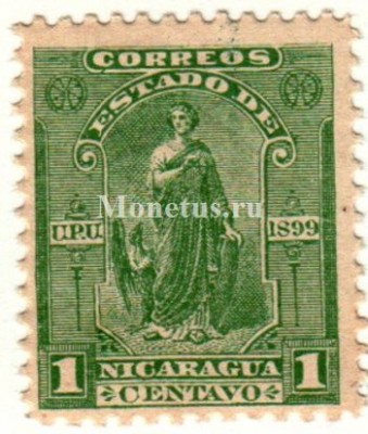 марка Никарагуа 1 сентаво 1899 год Символ Справедливости