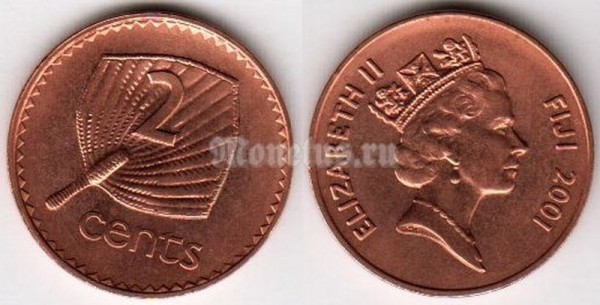 монета Фиджи 2 цент 2001 год