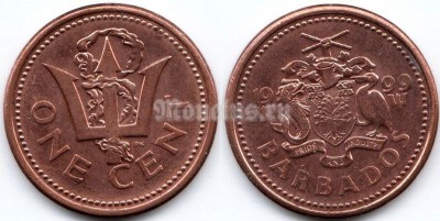 монета Барбадос 1 цент 1999 год