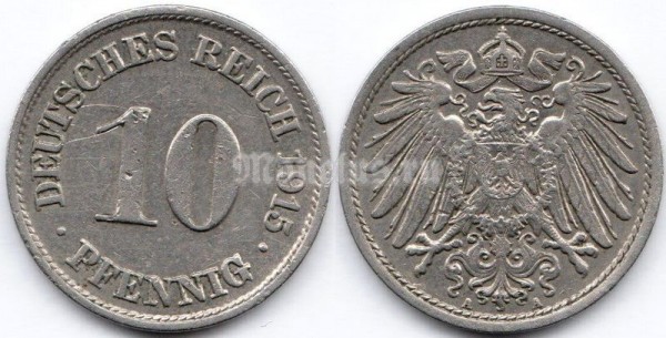 монета Германия 10 пфеннигов 1915 год А
