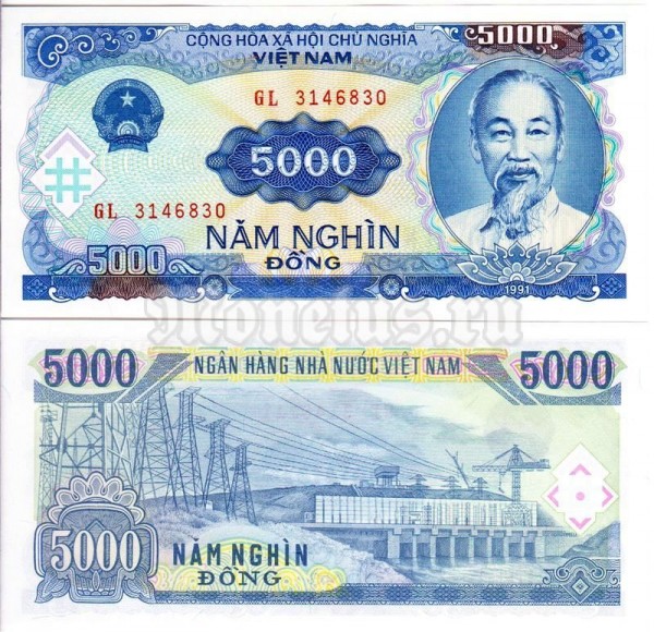 банкнота Вьетнам 5000 донг 1991 год