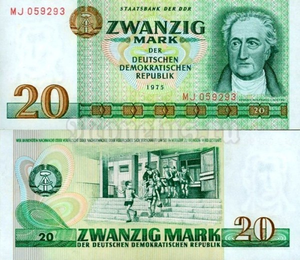 банкнота ГДР 20 марок 1975 год