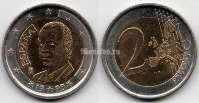 монета Испания 2 евро 1999 год