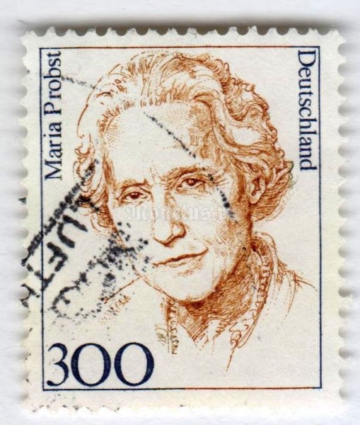 марка ФРГ 300 пфенниг "Maria Probst (1902-1967), politician" 1997 год Гашение