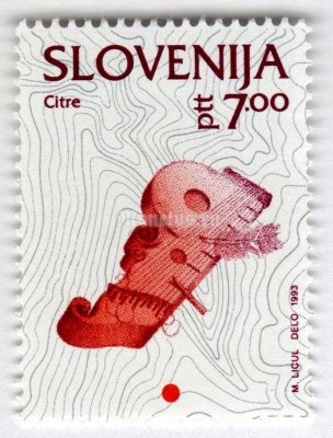марка Словения 7 толар "Zither" 1993 год