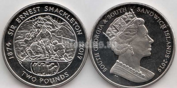 монета Сандвичевы острова 2 фунта 2019 год - Эрнест Шеклтон