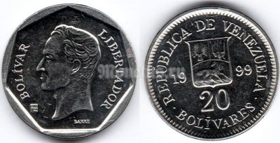 монета Венесуэла 20 боливаров 1999 год