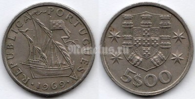 монета Португалия 5 эскудо 1969 год