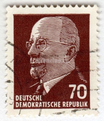 марка ГДР 70 пфенниг "Ulbricht, Walter" 1961 год Гашение