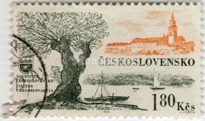 марка Чехословакия 1,80 кроны "Hrad Český Krumlov" 1964 год гашение