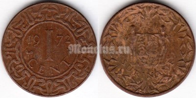 монета Суринам 1 цент 1972 год