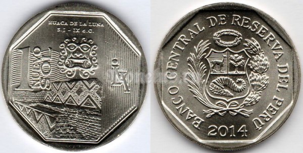 монета Перу 1 новый соль 2014 год Серия богатство и гордость Перу - Храм Луны