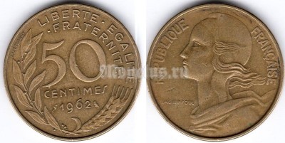 монета Франция 50 сантимов 1962 год
