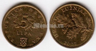монета Хорватия 5 лип 2007 год