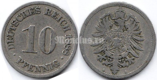 монета Германия 10 пфеннигов 1888 год А
