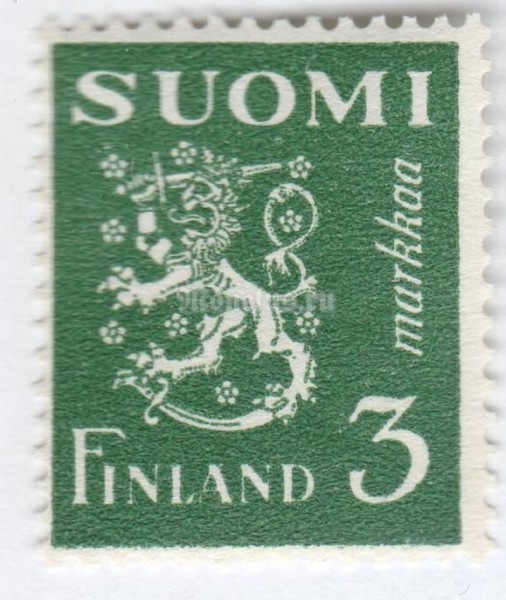 марка Финляндия 3 марки "Coat of Arms" 1948 год