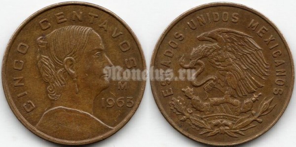 монета Мексика 5 сентаво 1963 год