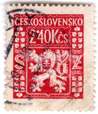 марка Чехословакия 2,40 крон "Coat of Arms" 1947 год Гашение