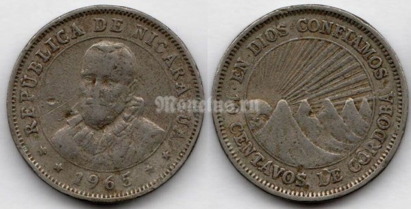 монета Никарагуа 10 сентаво 1965 год