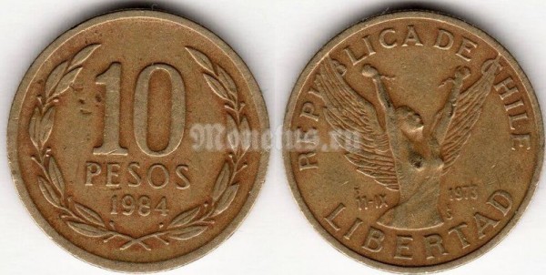 монета Чили 10 песо 1984 год