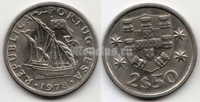 монета Португалия 2.5 эскудо 1978 год