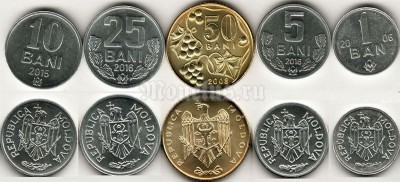Молдавия (Молдова) Набор из 5-ти монет 2006 - 2016 год