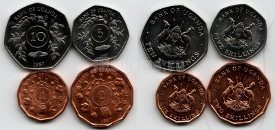 Уганда набор из 4-х монет 1987 год