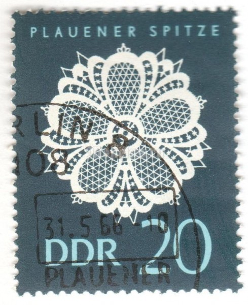 марка ГДР 20 пфенниг "Plauener Spitze" 1966 год Гашение
