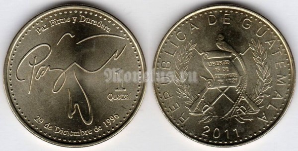 монета Гватемала 1 кетсаль 2011 год