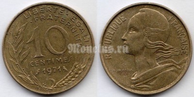 монета Франция 10 сантимов 1971 год