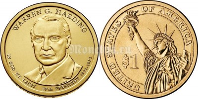 США 1 доллар 2014 год  Уоррен Гардинг 29-й президент США
